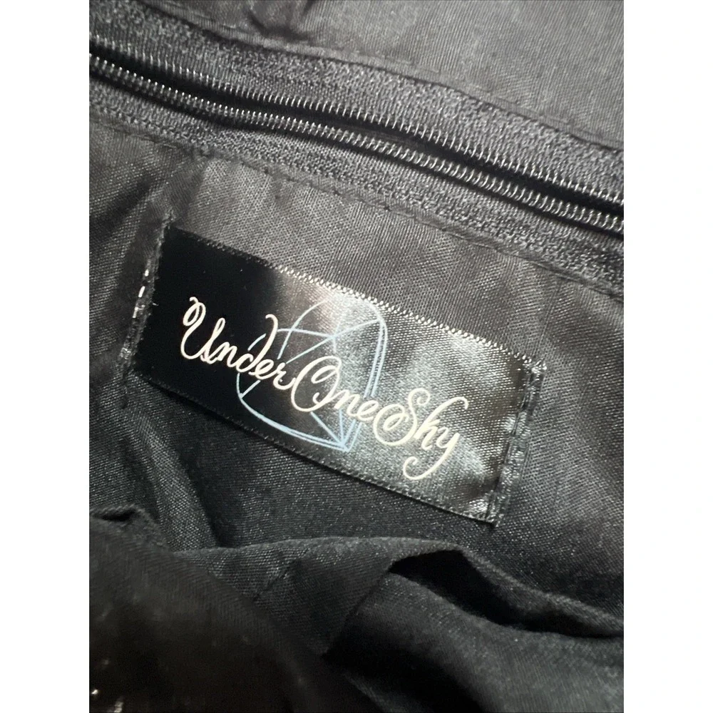 Under One Sky Medium Zebra Print Sequins Black & Silver Tote Bag‎